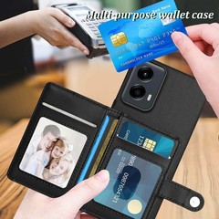 1. For Moto G 5G 2024 Back RFID Blocking Wallet Case Black PU leather