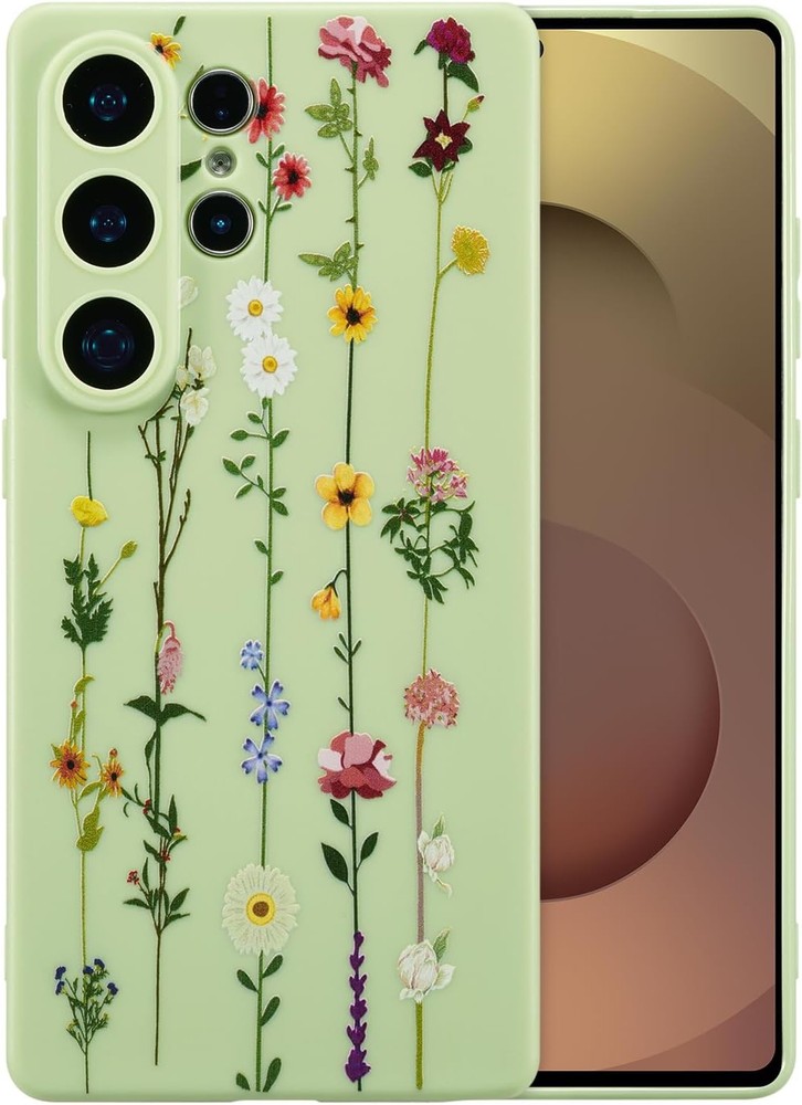 Floral Case for Samsung Galaxy S26 Ultra 5G, Cute Flower Pattern Slim Cover Gree