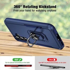Heavy-Duty Dark Blue Phone Case for Samsung Galaxy S25 FE + 2X Tempered Glass Pr