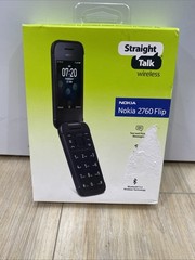 New Black Nokia 2760 Flip “Straight Talk”4G 4GB 1.3GHz Quad-Core Processor