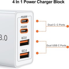 40W USB-C Quick Charge Adapter 2-Pack, 4-Port for iPhone 16/17 Models