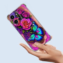 Case for Moto G Play 2026/Moto G 2026, Blue Butterfly Flowers Shockproof TPU Cov