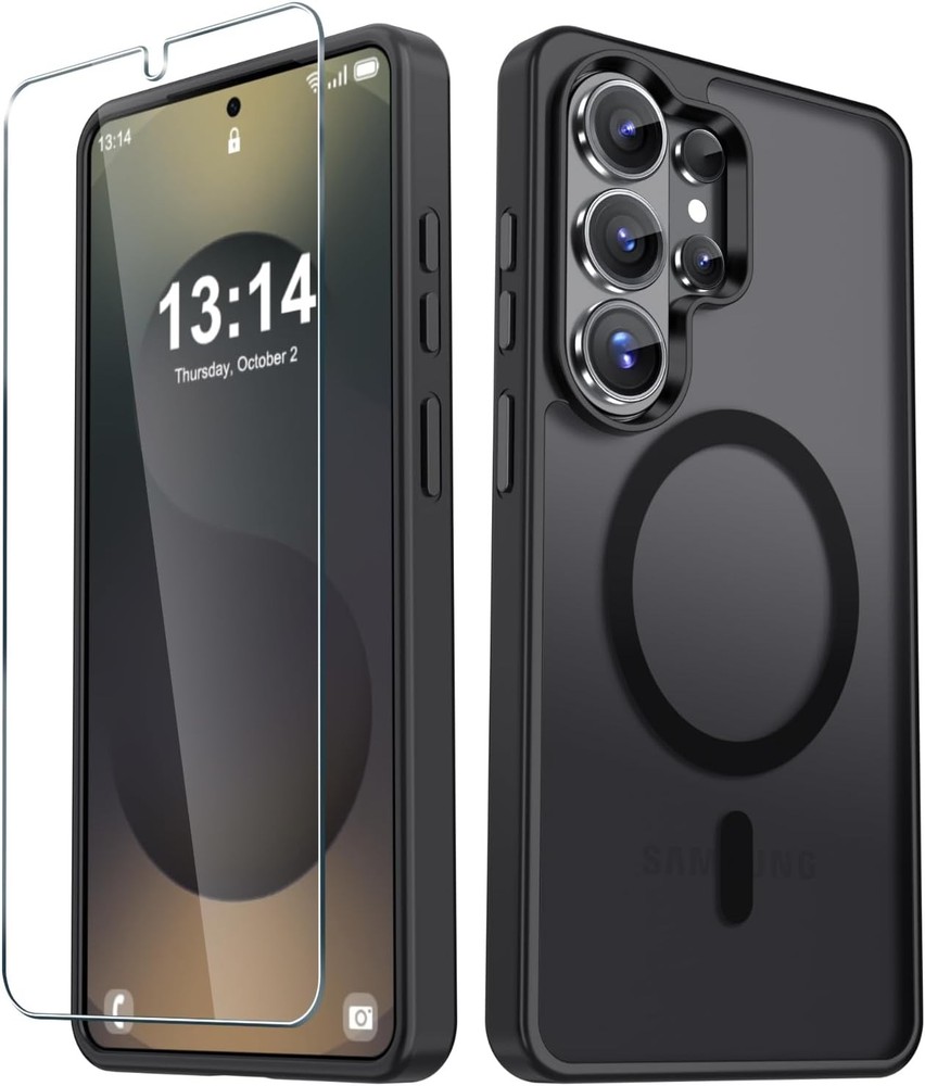 For Samsung Galaxy S26 Ultra Case w/ Matte Magnetic Shockproof Phone Cover Black