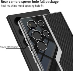 Slim Silicone TPU Frame & PU Leather Back Case for Samsung Galaxy S24 Ultra 5G