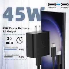 45W Super Fast Wall Charger Adapter & USB-C Cable for Samsung Galaxy S21/22/23