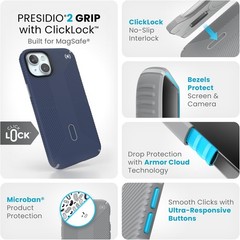 iPhone 15 Plus Case – 6.7 Inch Drop Protection Grip, ClickLock No-Slip Interlock