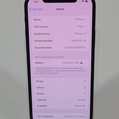 Unlocked Apple iPhone 12 64GB 17.6.1 Blue MGH93LL/A