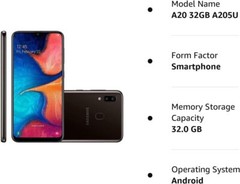Samsung Galaxy A20 SM-A205U 32GB Black GSM Unlocked Smartphone 6.4″ -Excellent-