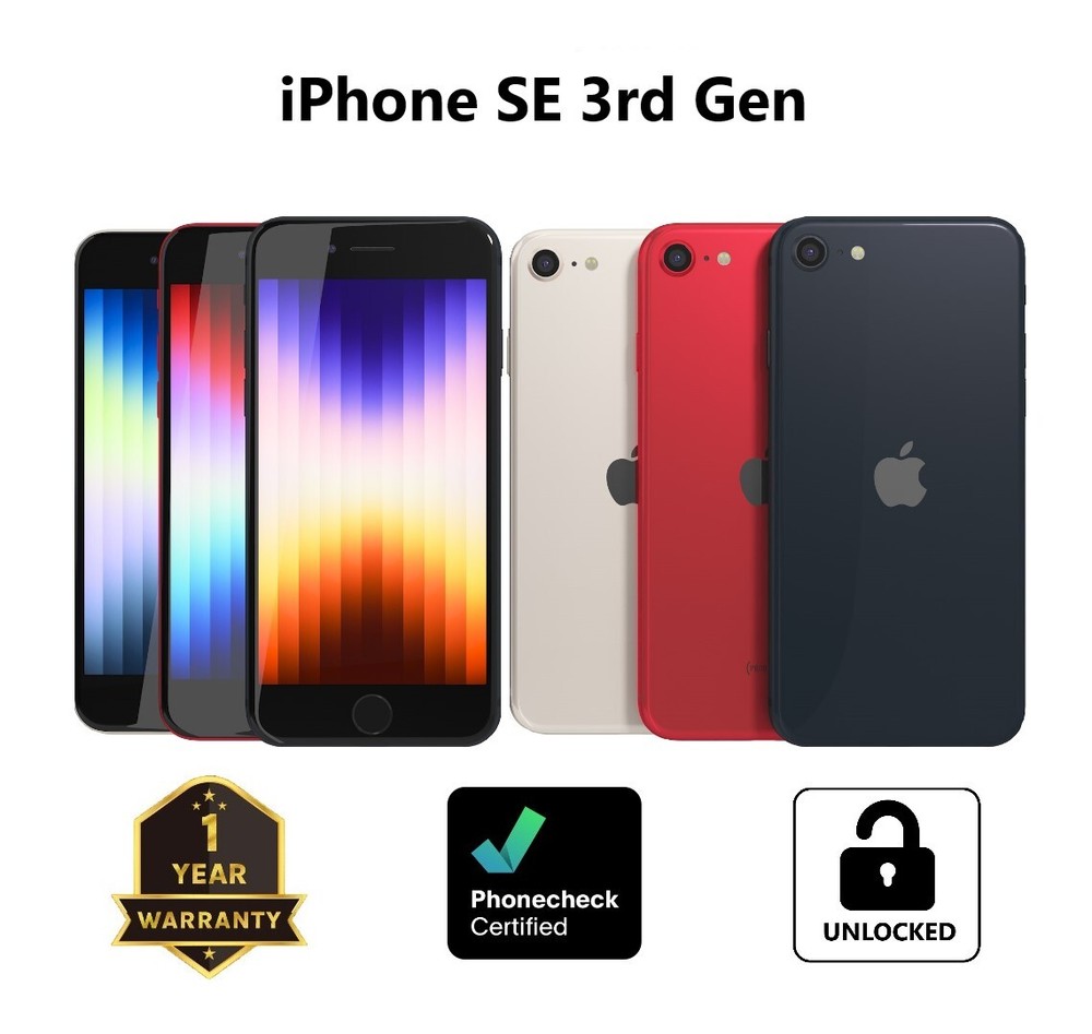 Apple iPhone SE 3rd Gen. – A2595 – 64GB| 128GB | 256GB – (Unlocked) – Excellent