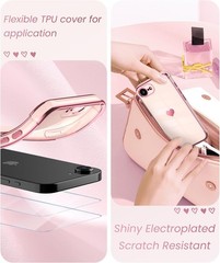 iPhone 17e Case & iPhone 16e Case with 2X Screen Protector, Cute Girly Love-Hear