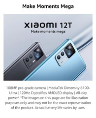 Xiaomi 12T 5G 8+256GB 6.67″ Dual SIM Dimensity 8100 Ultra Android phone Unlocked