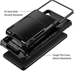 Heavy Duty Shockproof Wallet Case for Samsung Galaxy S24+ Plus, Card Holder Blac