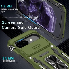 Protective Olive Green Case for Google Pixel 10a with Slide Camera Cover & Prote