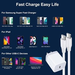 Fast Charger USB-C Wall Charger for Samsung Galaxy A14 5G, Pixel 7 6FT
