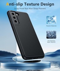 for Galaxy S21 FE 5G Case with Tempered Glass Screen Protector 6.4inch (Black)