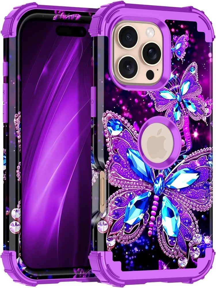 iPhone 16 Pro Max Case, Glow in The Dark Three Layer Heavy Duty Shockproof Prote
