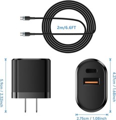 30W USB-C Fast Charger Adapter for iPhone 17 Air/17 Pro, 6.6FT Cable
