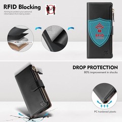 Black RFID Blocking Wallet Case for Samsung Galaxy Z Fold 3 5G with S Pen Holder