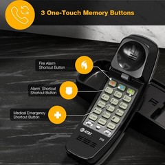 AT&T 210 Basic Trimline Corded Phone, No AC Power Required Wall-Mountable Black