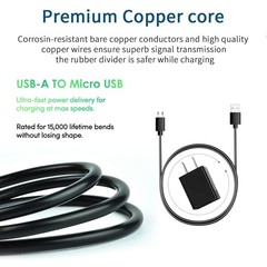 10FT Micro USB to USB A Fast Charging Adapter for Ring Indoor Cam, Doorbell 2/3/