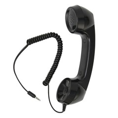 Black Retro Phone Handset Radiation Proof 3.5mm Receiver Cellphone Mic
