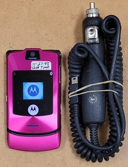 Motorola RAZR V3i – Pink ( Unlocked ) Very Rare GSM Flip Phone – Gray Back Plate