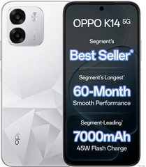 OPPO K14 5G (White, 256 GB 6 GB RAM) 6.75 inch Dimensity 6300 Global Version