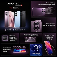 Xiaomi 17T 5G ( Black, 12GB-256GB) Dimensity 8500-Ultra NFC eSim Global Version.