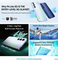 realme P4 Lite 5G (Blue, 128 GB 4 GB RAM) 6.8″ Dimensity 6300 Global Version.