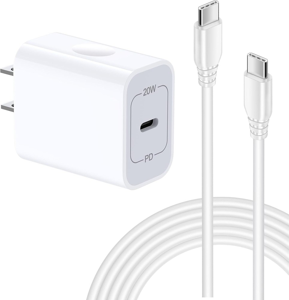 20W Fast USB-C Wall Charger for iPhone 17 Pro Max/16 with 6Ft Cable