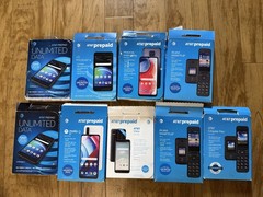 Lot of 9 AT&T Prepaid Phones Moto G LG Phoenix4 Smart Flip etc 16GB locked