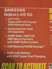 Boost Mobile Samsung Galaxy A15 5G 64GB 6.5″ AMOLED 50MP Blue Prepaid Phone NEW