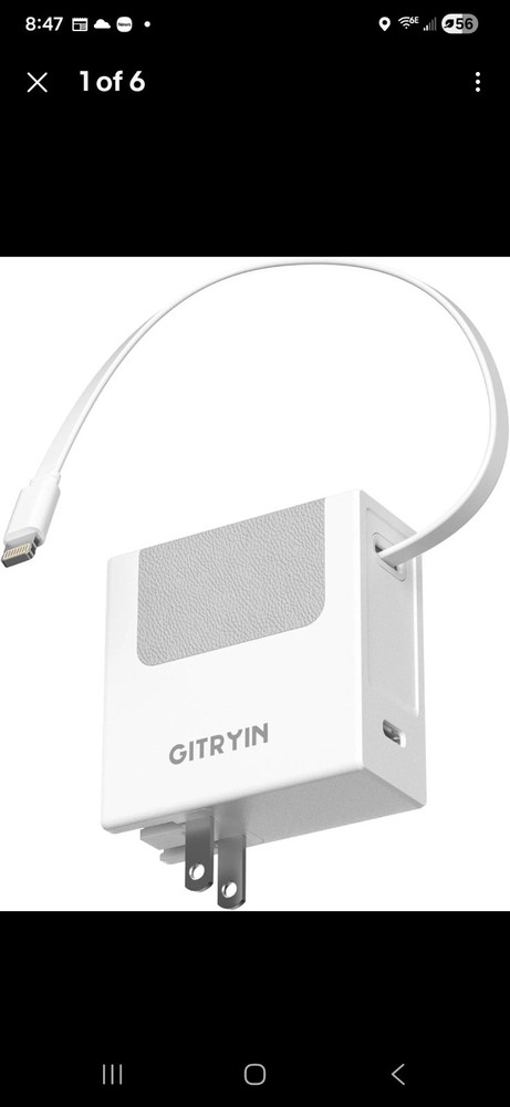 40W Fast USB-C Wall Charger for iPhone 14/13/12 33.5in Retractable Cable