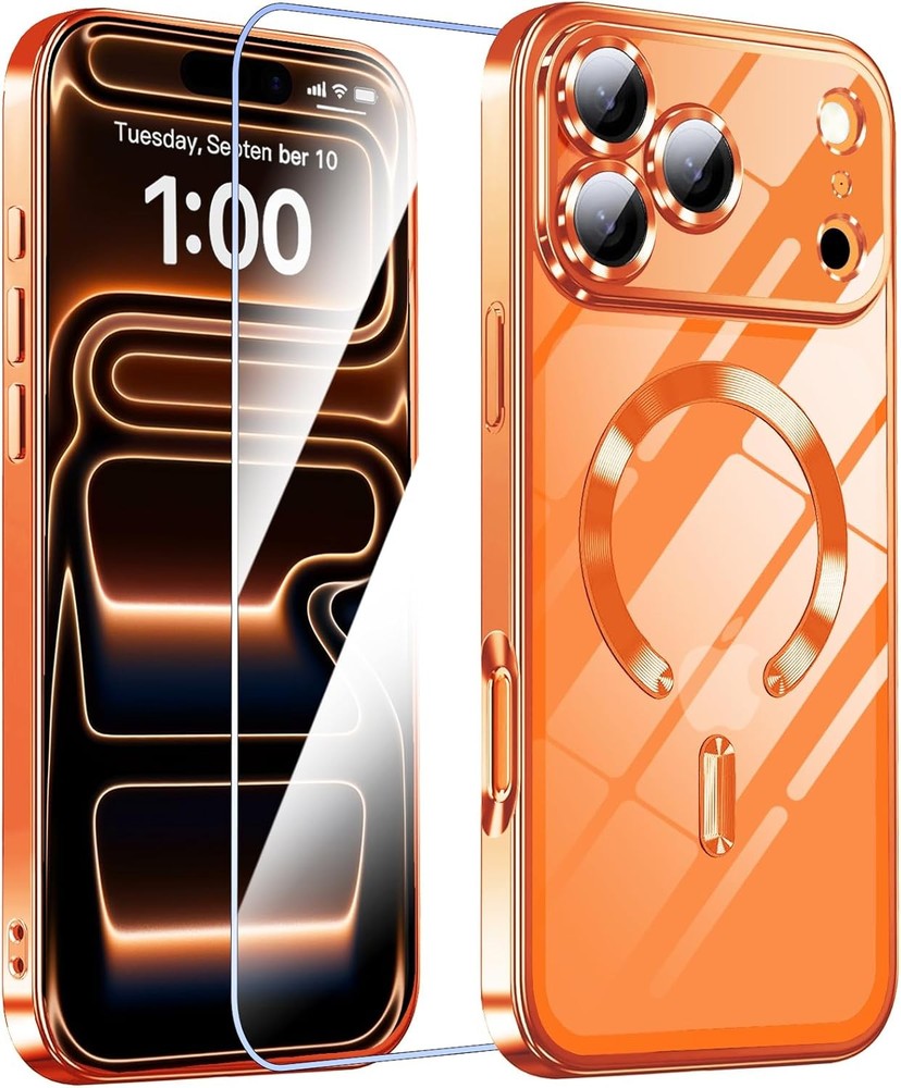 Glossy Luxury Magnetic iPhone 17 Pro Max Case with Screen Protector & Camera Pro