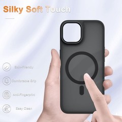 iPhone 15 Plus Case, Matte Magnetic Phone Case with 1 Screen Protector, Black