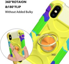 For Xiaomi Redmi Note 9A Case with Tempered Glass Magnetic Stand, Ring Black