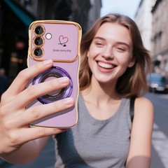Purple Galaxy S25 FE Case with Kickstand, Protective Cover for S25 FE 5G 2025 Wo