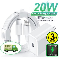 20W Fast Charging Power Adapter USB-C Cable For iPhone X 13 14 12 8 11 Pro NB