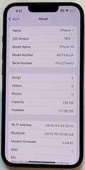 TESTED USED GSM UNLOCKED MIDNIGHT iPhone 13, 128GB A2482 ML933LL/A, 89% BATTERY