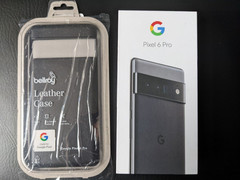 Google Pixel 6 Pro 128GB Stormy Black Unlocked with Bellroy Leather case black