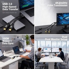 USB C to C Cable 25FT, 100W 4K60HZ Type C GEN2x2 Data USB3.1 Video Output