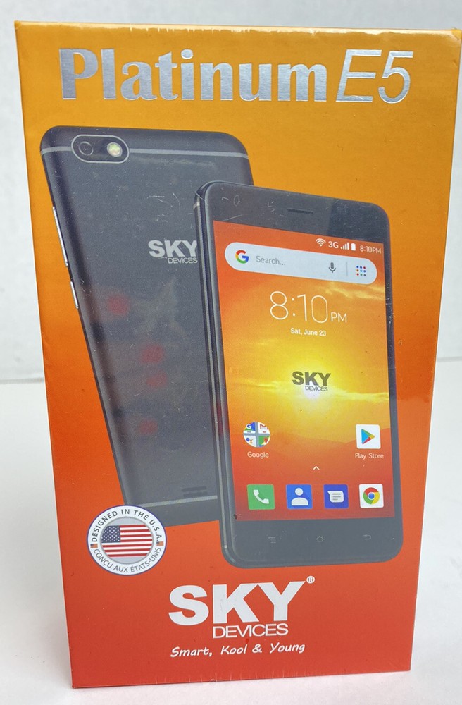 SKY Devices Platinum E5 Phone Quad Core Android 8.1 GO Edition White