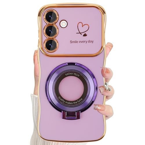 Purple Galaxy S25 FE Case with Kickstand, Protective Cover for S25 FE 5G 2025 Wo