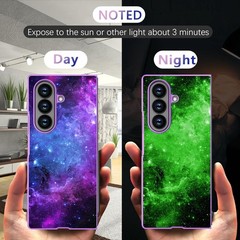 Slim Protective Case for Samsung Galaxy Z Fold 7, Purple Nebula Glow in Dark Des
