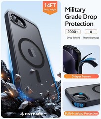 Case & Screen Protector for iPhone 17e & iPhone 16e Military Grade Shockproof Bl