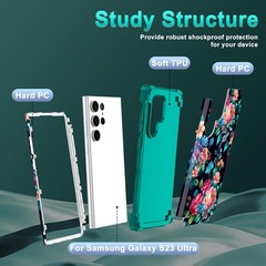 Galaxy S23 Ultra Case, Three Layer Heavy Duty Shockproof Protection Hard Plastic
