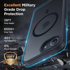 iPhone 16e Case & iPhone 17e Case with 2×9H+ Screen Protectors, Matte Black