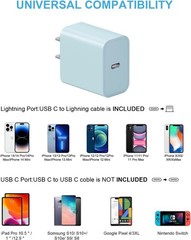 20W USB-C Fast Wall Charger for iPhone 14/13 with 6FT Fast Charging Cable