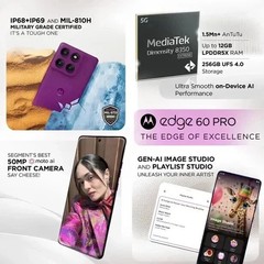 MOTOROLA Moto Edge 60 Pro 5G-Factory Unlock Dual SIM-12GB 256GB-Sparkling Grape