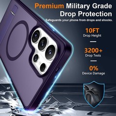 Slim Translucent Matte Phone Case for Samsung Galaxy S26 Ultra, Magnetic, Purple